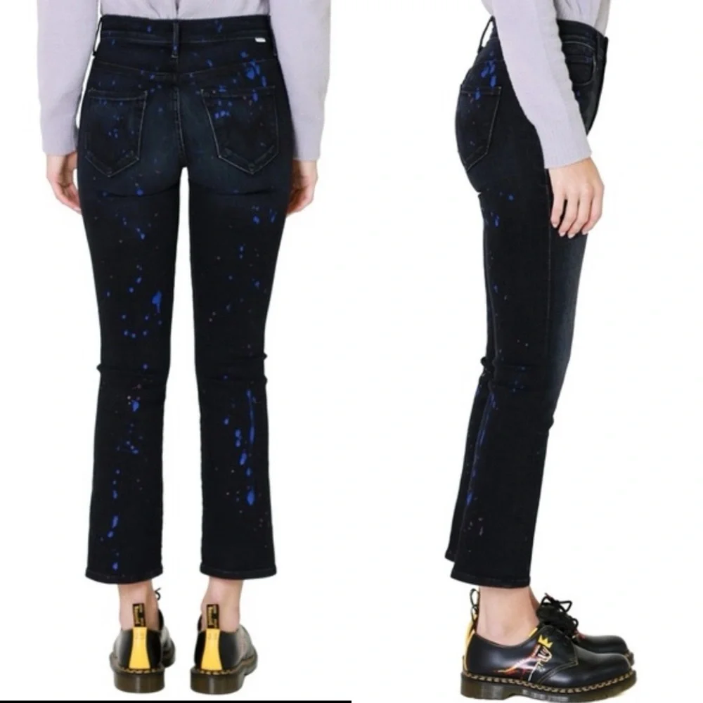 MOTHER Jeans The Insider Ankle Rain City Lights High-Rise Black Blue Size 28